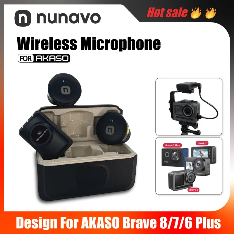 Glow wireless microphone mic cycling motorcycle mic for AKASO Brave 7 /Brave 8/Brave 6 Plus Action Camera accessories hifi sound mic