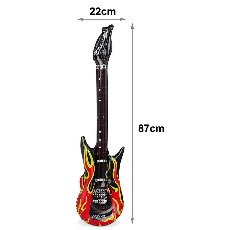Glow PVC Guitar Microphone Balloon Rock Star Inflatable Musical Note Piano Balloons instrument Kids Adult Toys 80s 90s Party Supplies