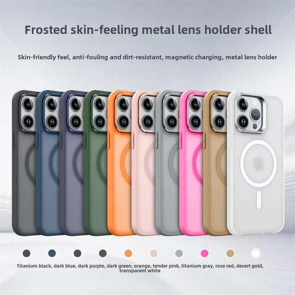 Glow Luxury Magnetic Shockproof Phone Case For iPhone 16E16 15 14 13 mini 12 11 Pro Max Plus Funda Stand Glass Lens Protection Cover