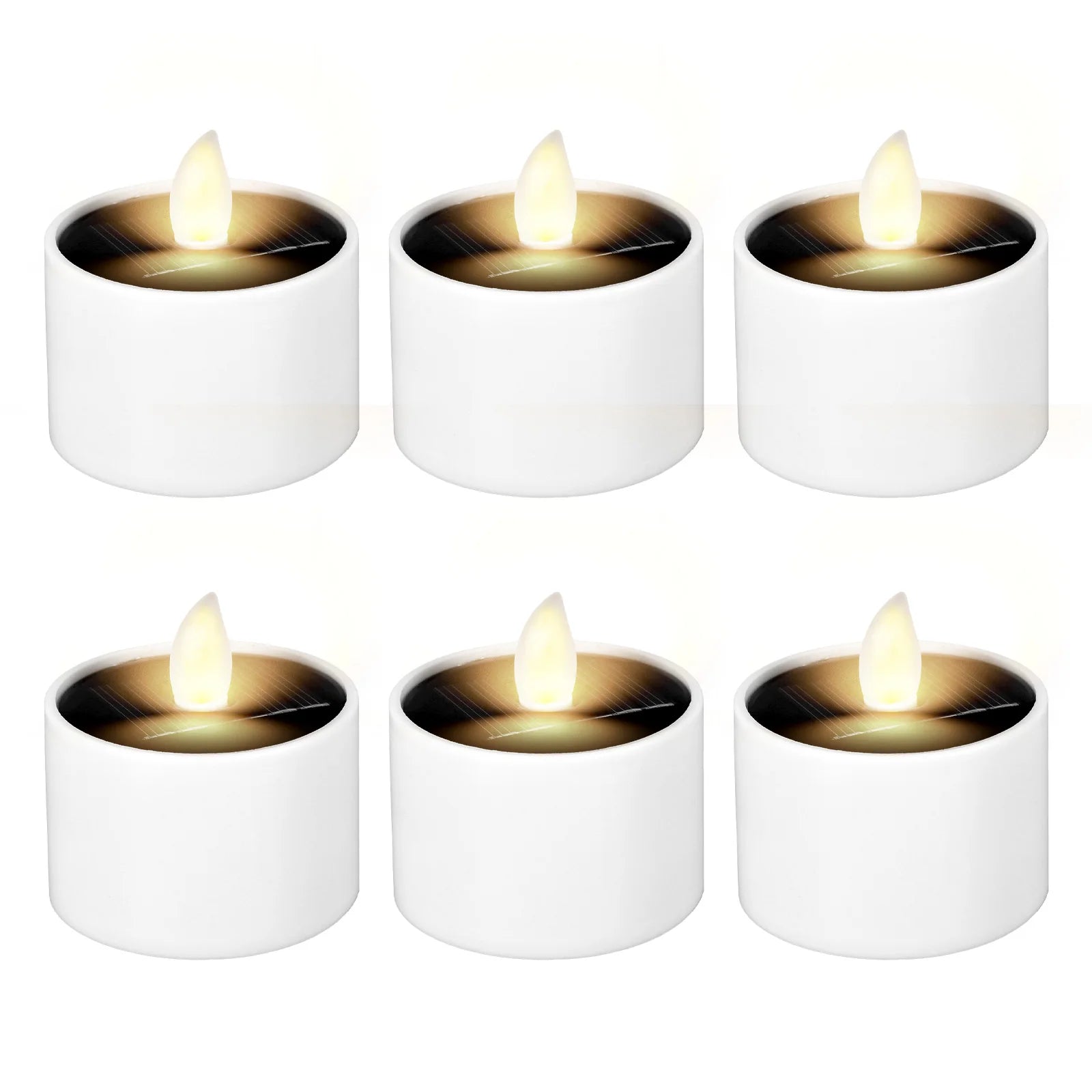 Glow LED Candle Light Rechargeable Flameless Flickering Tea Lights with Remote Control &Timer 6 Ports USB Charger Bedside Lamp 6PCS
