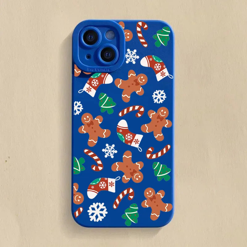 Glow Christmas Pattern TPU Phone Case For iPhone 16 Pro Max 15 14 13 12 11 XS XR X 7 8 16 Plus Shockproof Matte Silicone Soft Cover