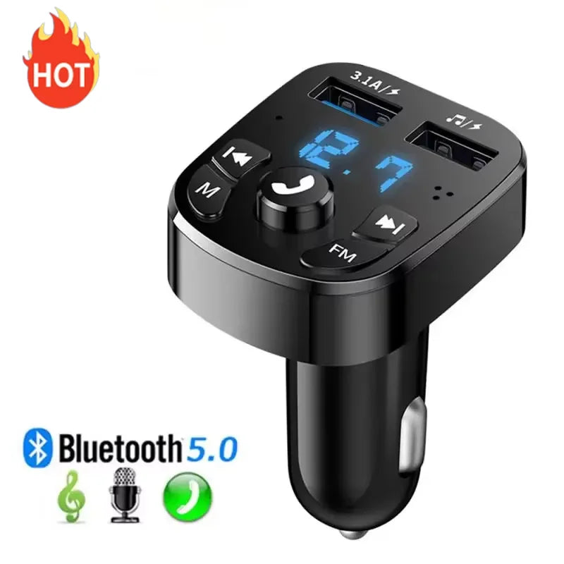 Glow Car Fm Transmitter Bluetooth 5.0 Aux Handsfree Wireless Car Kit Dual Usb Car Charger Auto Radio Fm Modulator MP3 Player Adapter